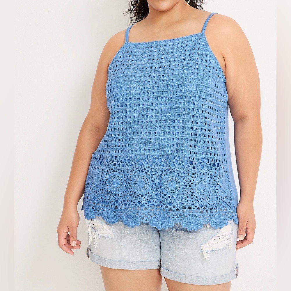 Maurices Floral Crochet Front Tank Top Size XL. NWT